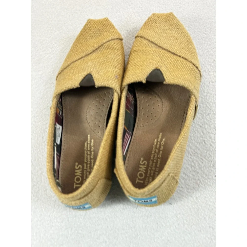 TOMS Alpargata Slip On Women Size 6 Yellow Burlap Classic Casual Comfort Shoes